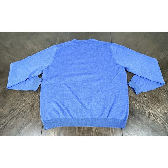 346 Brooks Brothers Sweater Men's XL Blue V-Neck Merino Wool EUC - Picture 7 of 7